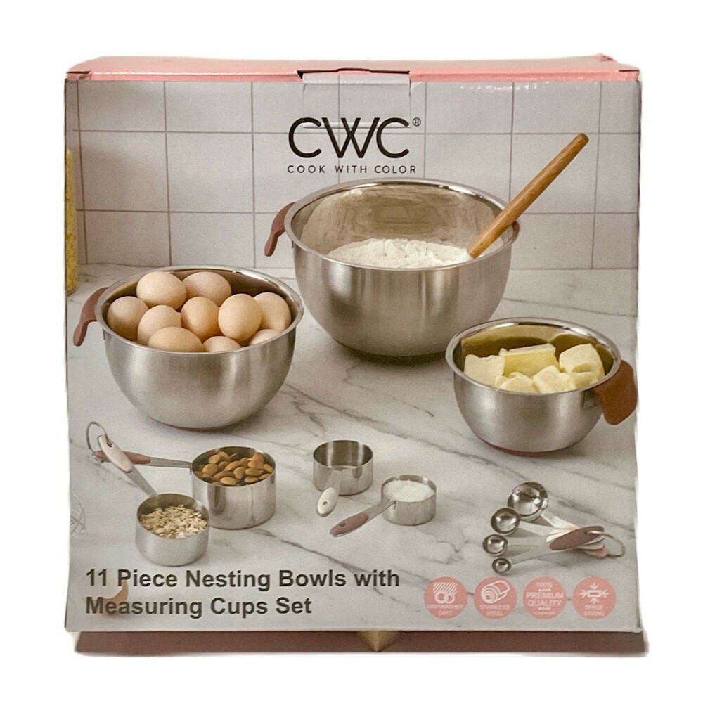 CWC 11 Piece Nesting Bowl With Measuring Cups Set